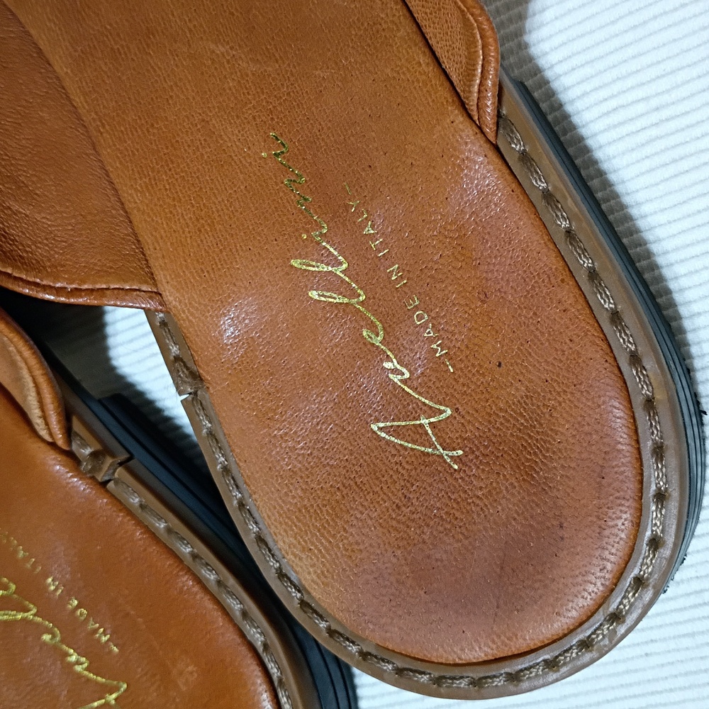 Avellini Genuine Brown Leather Slide - Picture 8 of 8